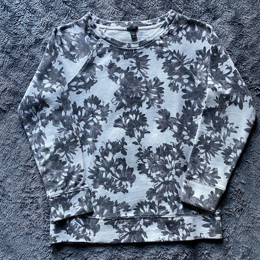 J. Crew floral print black and white sweater